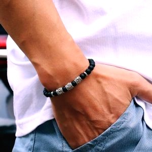Bracelet Homme Pierre Et Argent 8